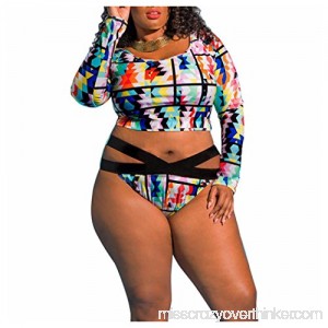 Inkach Sexy Two Piece Swimsuits Plus Size Womens Long Sleeve Bikini Set Bathing Suit Swimwear Multicolor B0796V3XQL